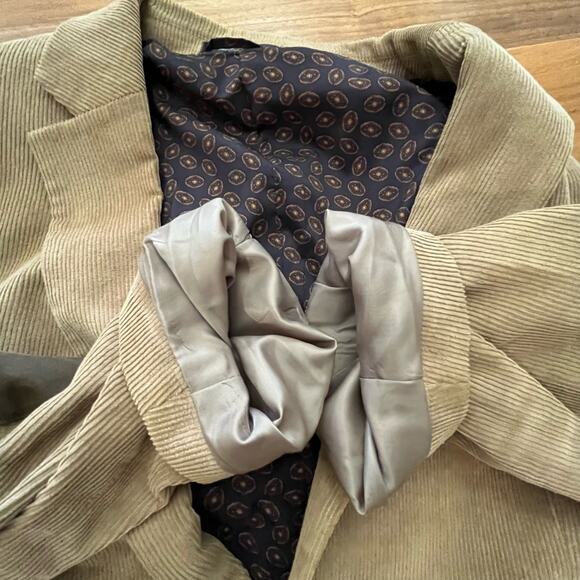 Chaps Tan Corduroy Blazer Size 46 Long Elbow Patches Sport Coat - Picture 5 of 15